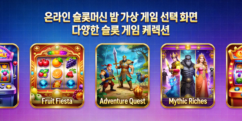 온라인 슬롯머신 및 가상 게임 선택 화면 - 다양한 슬롯 게임 컬렉션