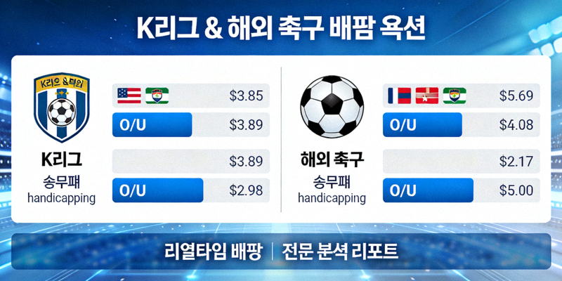 스포츠 베팅 서비스 상세 이미지 - K리그 및 해외 축구 배팅 옵션